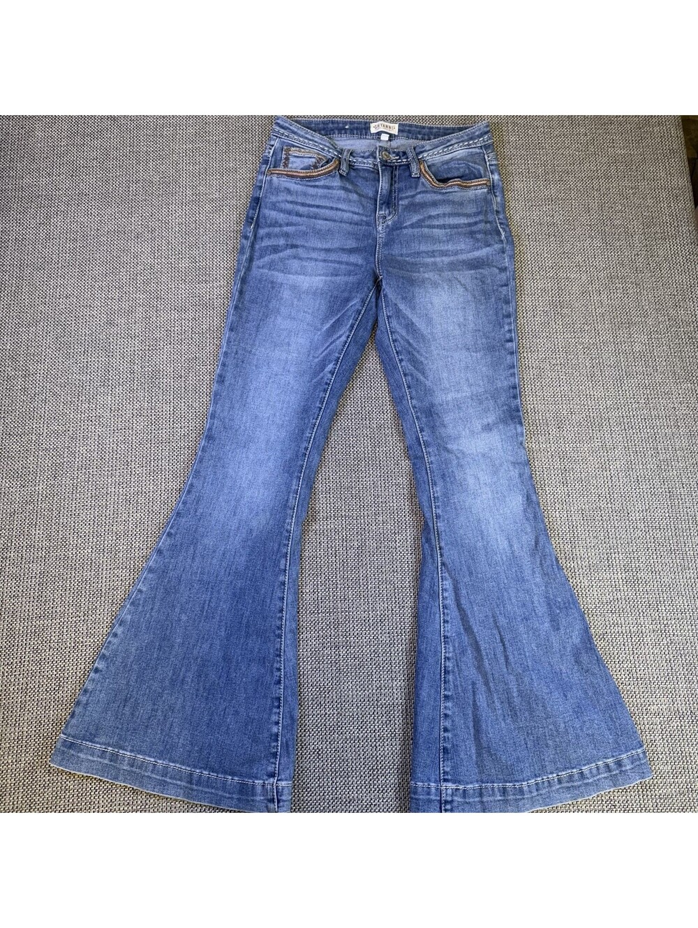 Shyanne Womens Jeans Bell Bottom Boho Flare  Embellished  Regular Size 30W x 34L